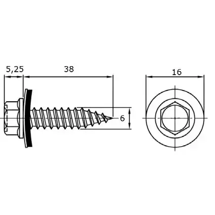 ISY-PV - ISY-STEEL - Vis autoperceuse S+P - 6.0x38mm - 380018