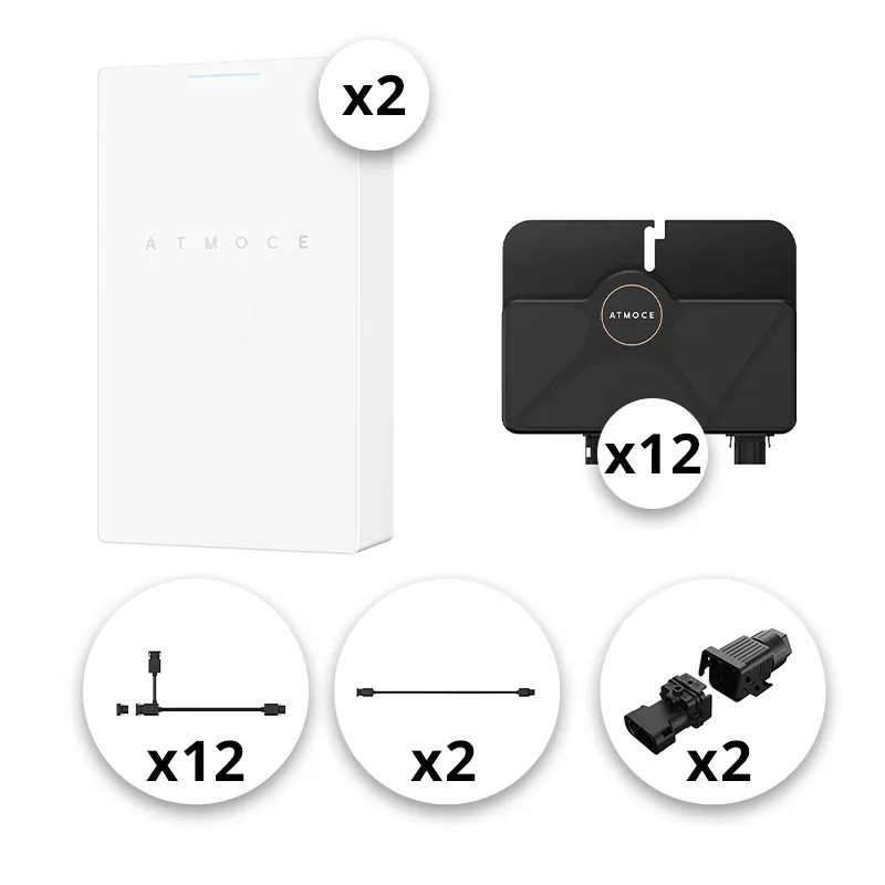 ATMOCE – Pack Monophasé micro-onduleurs 6 kVA + 2 Batteries - 14 kWh