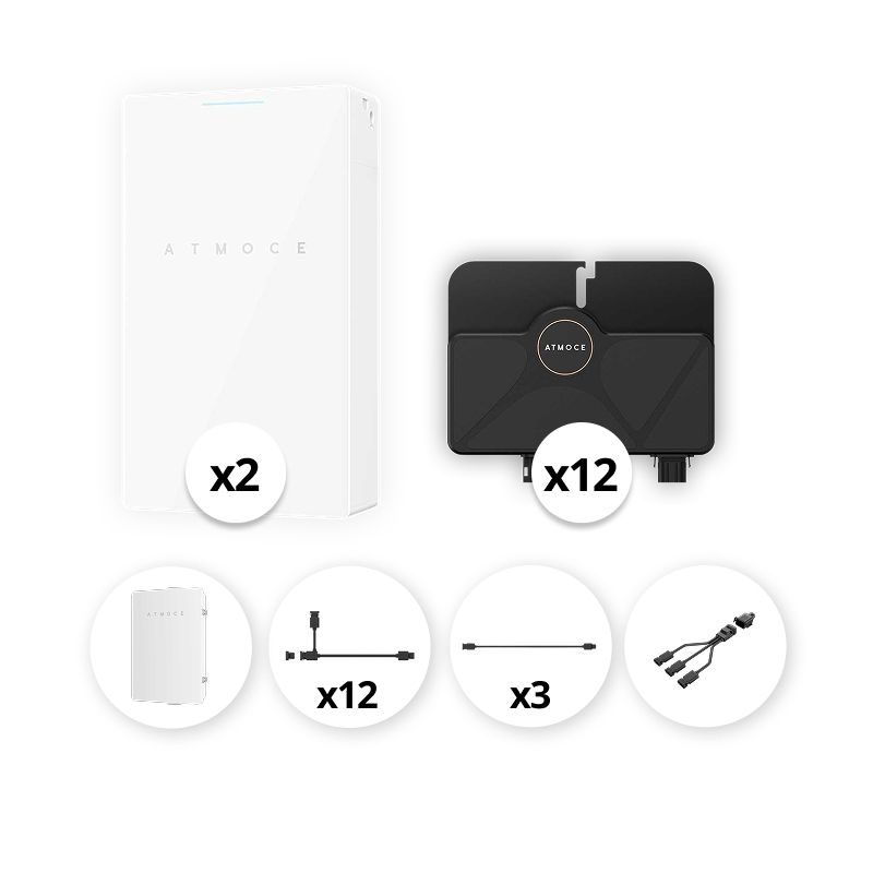 ATMOCE - Pack Triphasé micro-onduleurs 6 kVA + 2 Batteries - 14 kWh