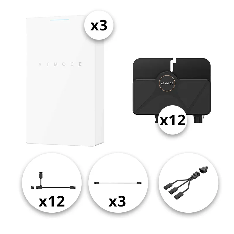 ATMOCE – Pack Triphasé micro-onduleurs 6 kVA + 3 Batteries - 21 kWh - 7