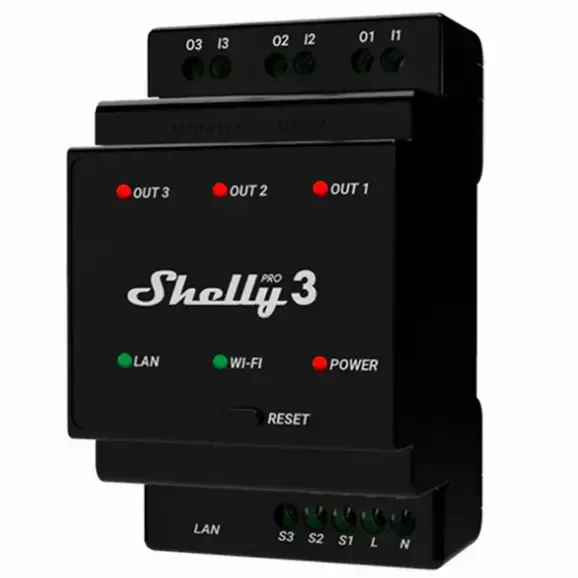 Commutateur intelligent SHELLY - triphasé SANS FIL - Pro 3 - EM