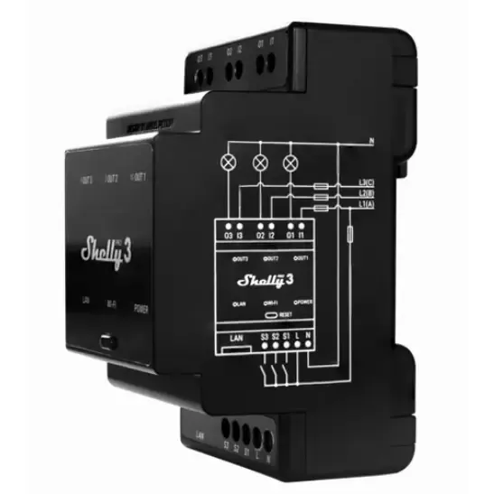Commutateur intelligent SHELLY - triphasé SANS FIL - Pro 3 - EM - 3