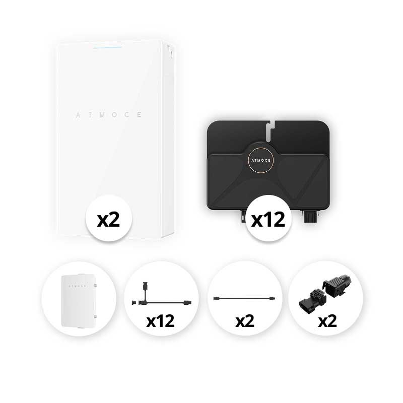 ATMOCE - Pack Monophasé micro-onduleurs 6 kVA + 2 Batteries - 14 kWh