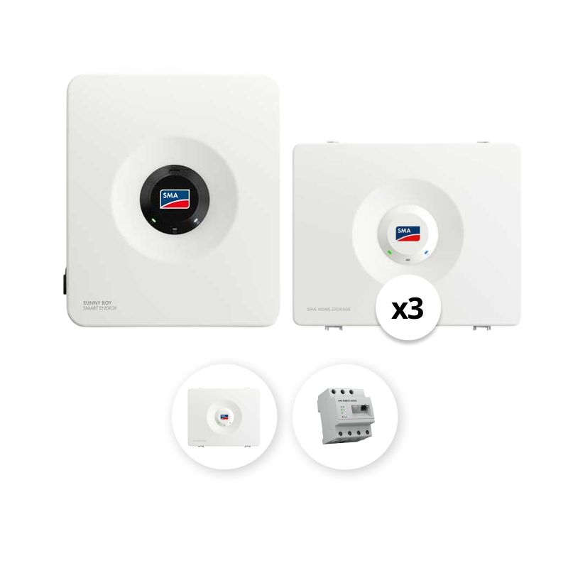 SMA - Pack Monophasé onduleur 6 kVA + 3 Batteries SMA - 9.6 kWh