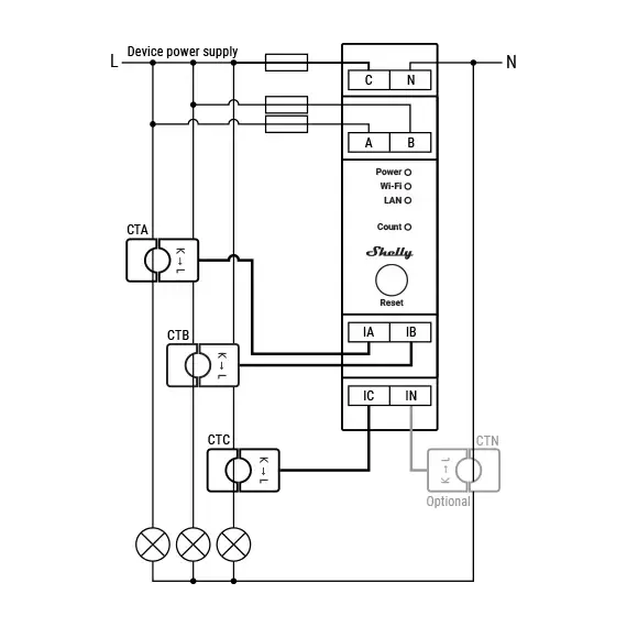 Commutateur intelligent SHELLY - triphasé SANS FIL - Pro 3 - EM - 3