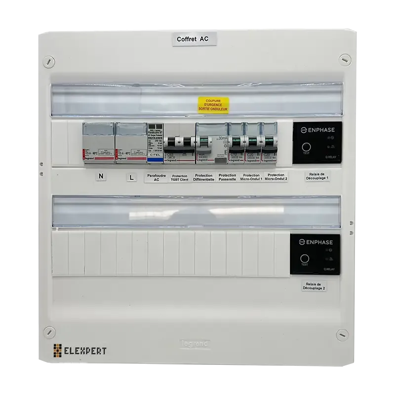 Coffret AC ENPHASE - Monophasé - LEGRAND - NFC15-100 - 2 x 20A - 63A (Habitation) - Inter Diff 40A/300mA