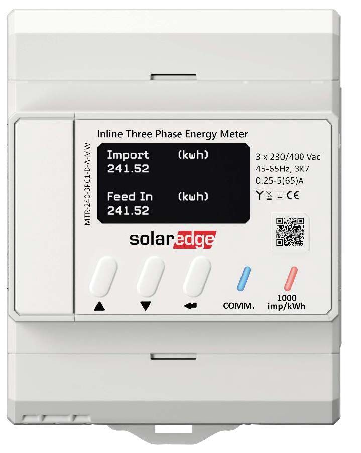 SOLAREDGE - Compteur traversant - Monophasé/Triphasé - MTR-240-3PC1-D-A-MW